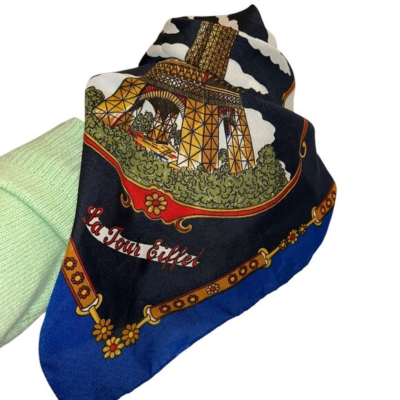 French Paris France vintage Travel adventure print large scarf shawl wrap - Picture 5 of 5